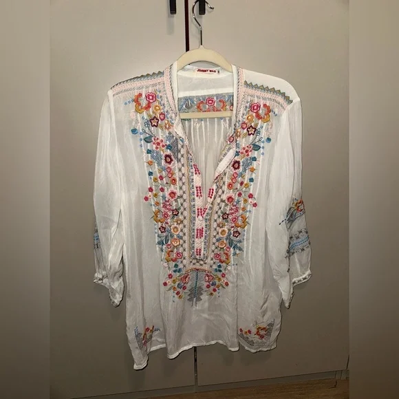 Johnny Was rayon button tunic Size Medium